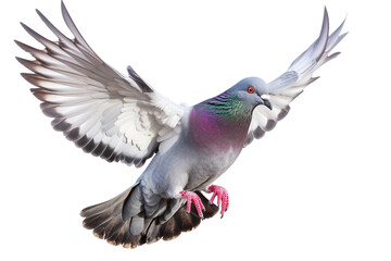 Pigeon in air isolated on transparent background - obrazy, fototapety, plakaty