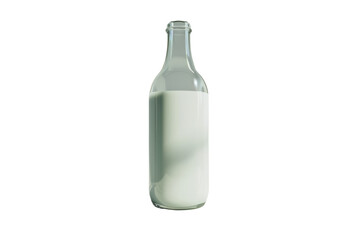 
Full glass bottle of milk on a white background