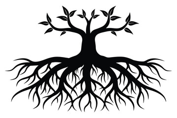 Fototapeta premium Set of black tree roots on white background