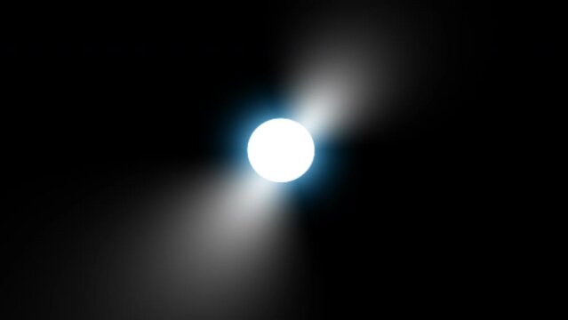 Pulsar rotates on a black background, 3D rendering.