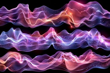 Modern illustration of sensors waves and scanner lasers in futuristic light style on transparent background. Set of sensors for HUD designs.