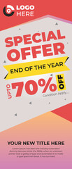 Sale roll up banner template design big special offer to 70 off vector illustration