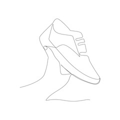 Shoe continues one line art drawing minimalist design vector and illustration