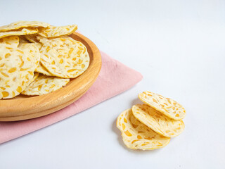 Keripik Tempe or Crispy tempeh chips with a savory and crispy taste