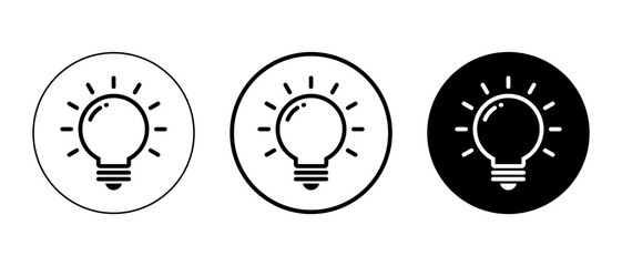 Light bulb line icon vector on black circle. Idea, creativity concept - obrazy, fototapety, plakaty