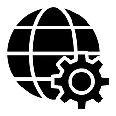 global management, globe with gear icon