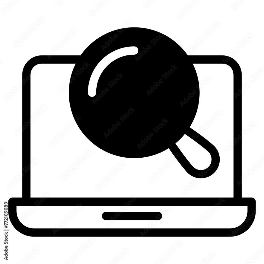 Poster laptop with magnifiying glass icon