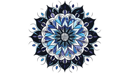 A hand drawing mandala made of blue purple white