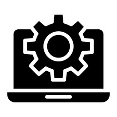 Gear on computer screen icon. 