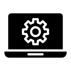 Gear on computer screen icon. 