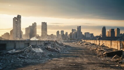 Devastated City Skyline Chronicles - obrazy, fototapety, plakaty