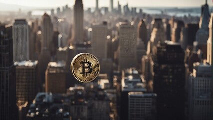 Generative AI. World of bitcoin, crypto world, Bitcoin ruling the town, king of city, Crypto king, Best crypto to buy, Crypto skyline, Bull run, Bear run.