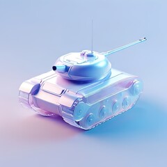 Glossy stylized glass icon of tank, military vehicle,