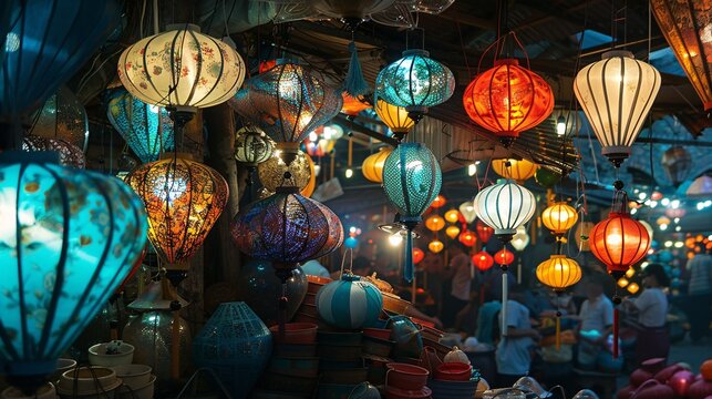 Glowing Lights and Lanterns A Vibrant Display for the Month of Love Generative AI