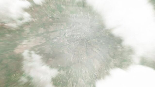 Earth zoom in from space to Pretoria, South Africa. Followed by zoom out through clouds and atmosphere into space. Satellite view. Travel intro. Images from NASA