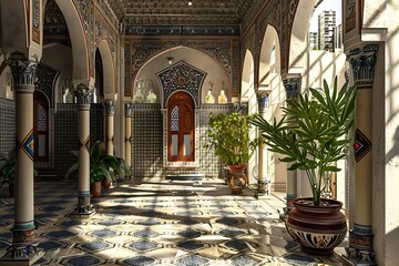 Fototapeta na wymiar : A traditional middle eastern palace with a stunning architecture and geometric patterns