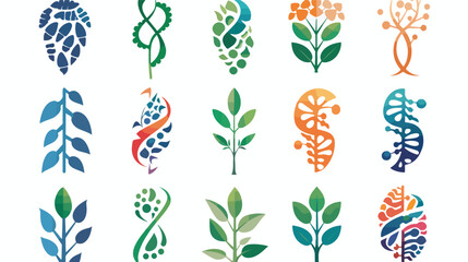 bitmap design of genetic and plant logo  - obrazy, fototapety, plakaty