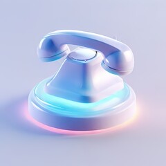 Glossy stylized glass icon of telephone, phone, communication, device, call