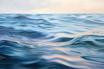 : A tranquil, abstract sea of soft waves and ripples, painted in relaxing colors, offering a...