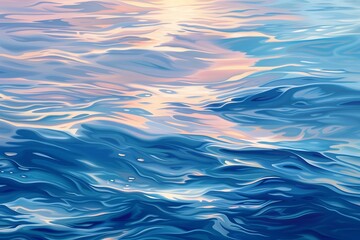 : A tranquil, abstract sea of soft waves and ripples, painted in relaxing colors, offering a peaceful sanctuary for the wandering mind. - obrazy, fototapety, plakaty