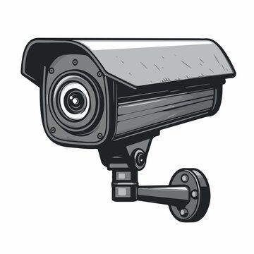 Cctv camera in cartoon, doodle style . Image for t-shirt, web, mobile apps and ui. Isolated 2d vector illustration in logo, icon, sketch style, Eps 10, black and white. AI Generative