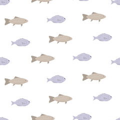 Seamless pattern with fish doodle style. Vector illustration dorado carp, background. - 772116815