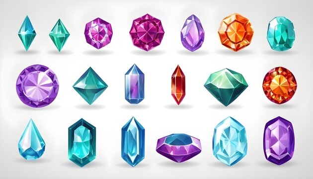 gem stones game design elements illustrations isolated on white background 