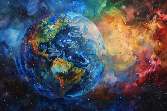 Earthly Art A Vibrant Painting of Our Planet Generative AI