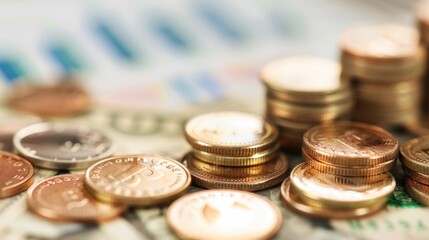 Coins, Money saving, financial management, business investment concept