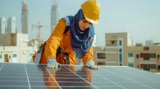 Efficient Solar Farming: Arab Engineer Ensuring Optimal Panel Performance