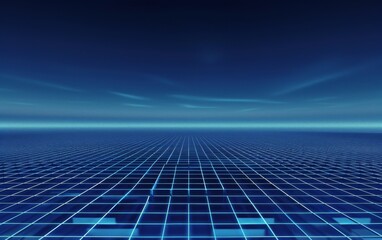 Ground with grid lines and blue background