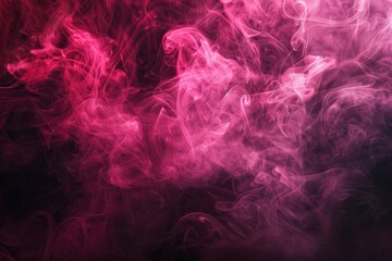 Closeup shot of swirling pink smoke against a dark background, creating a mesmerizing and mysterious atmosphere - obrazy, fototapety, plakaty