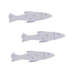 Fish doodle style. Vector illustration a flock of fish,  sprat fish saury capelin. - 772120004