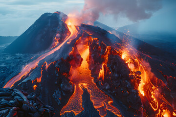 Volcano lava magma erupting.	