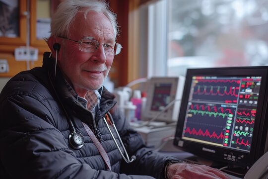 Telecardiology Remote Cardiac Rehabilitation Program Cardiologist prescribing and monitoring a remote cardiac rehabilitation program