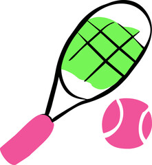 sketchy tennis racket and ball