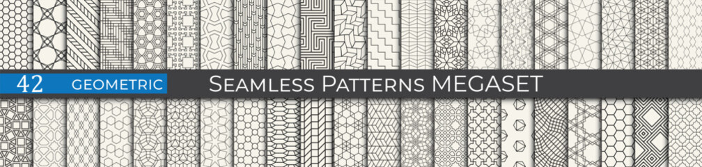 Retro geometric pattern print collection. Vintage art unique vector pattern set. - 772123056