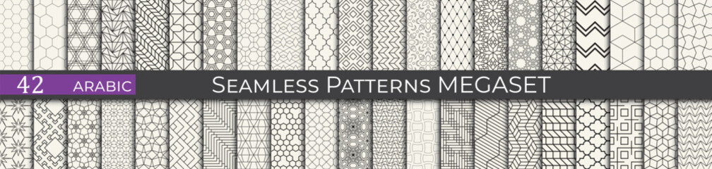 Vintage geometric pattern set. Arabic pattern textile collection. - 772123243