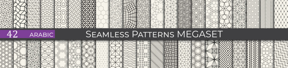 Vintage geometric pattern set. Arabic pattern textile collection. - 772123263
