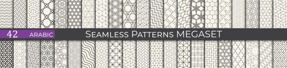 Vintage geometric pattern set. Arabic pattern textile collection. - 772123434