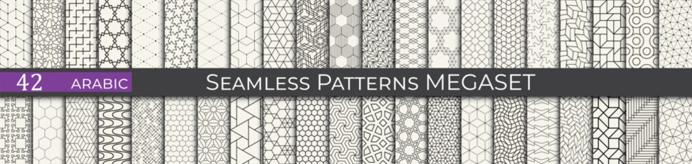 Vintage geometric pattern set. Arabic pattern textile collection. - 772123634