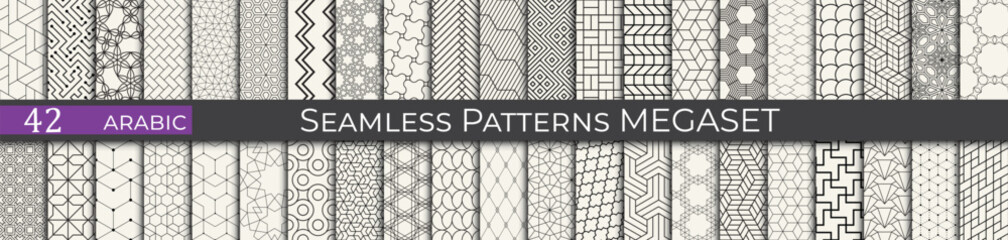 Vintage geometric pattern set. Arabic pattern textile collection. - 772123696