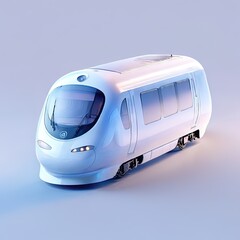 Glossy stylized glass icon of train, tram, trolley, engine