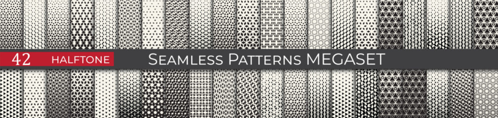 Triangle halftone pattern set. Unique hipster deco graphic. Subtle black and white patterns. - 772124667