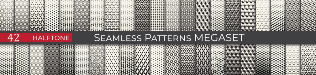Triangle halftone pattern set. Unique hipster deco graphic. Subtle black and white patterns. - 772124832