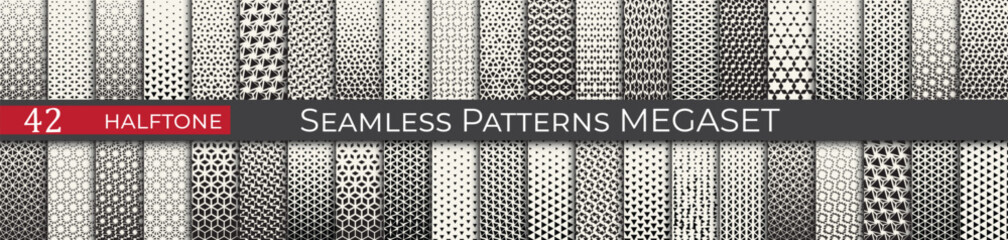 Triangle halftone pattern set. Unique hipster deco graphic. Subtle black and white patterns. - 772125215