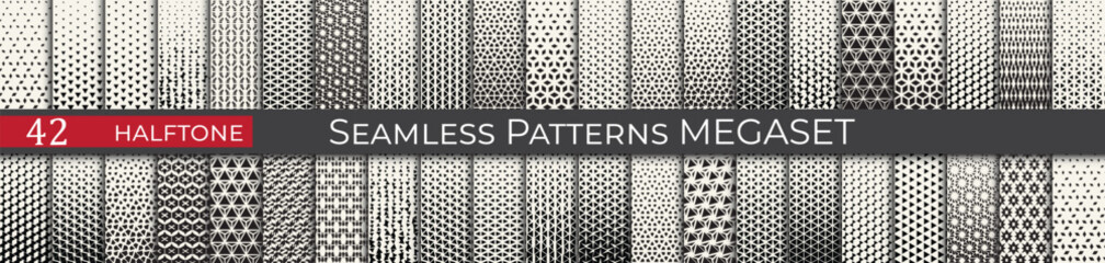 Triangle halftone pattern set. Unique hipster deco graphic. Subtle black and white patterns. - 772125296