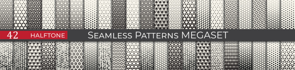 Triangle halftone pattern set. Unique hipster deco graphic. Subtle black and white patterns. - 772125401