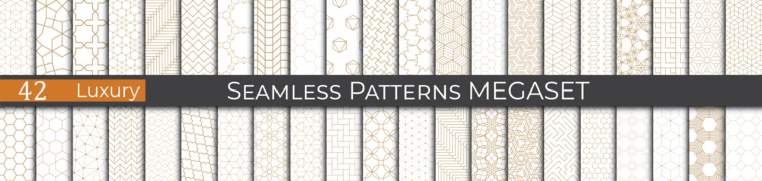 Naklejki Luxury golden geometric pattern set. Subtle 80s line deco graphic. Retro golden pattern print.