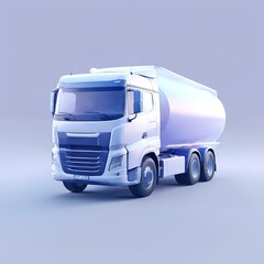 Glossy stylized glass icon of truck, lorry, vehicle, transportation